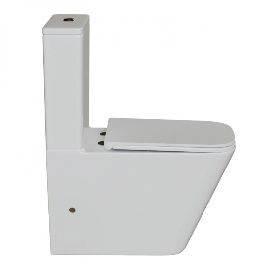 Унитаз компакт WAVE Square Tornado 1.0 с сиденьем микролифт, безободковый, белый глянец