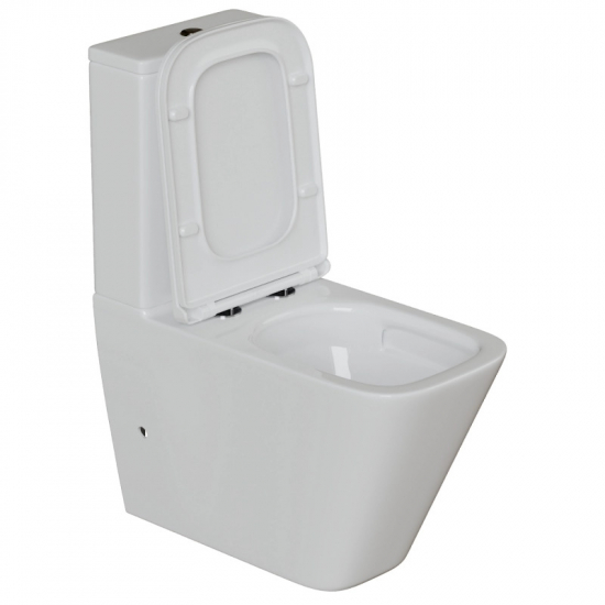 Унитаз компакт WAVE Square Tornado 1.0 с сиденьем микролифт, безободковый, белый глянец