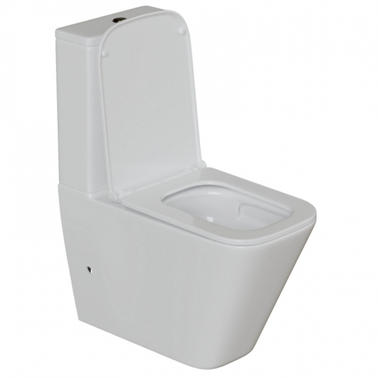 Унитаз компакт WAVE Square Tornado 1.0 с сиденьем микролифт, безободковый, белый глянец