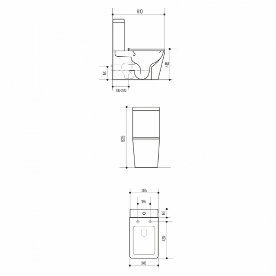 Унитаз компакт WAVE Square Tornado 1.0 с сиденьем микролифт, безободковый, белый глянец