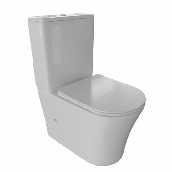 Унитаз компакт WAVE Trend с сиденьем микролифт, безободковый, белый глянец