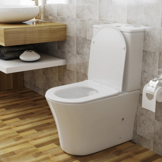 Унитаз компакт WAVE Trend с сиденьем микролифт, безободковый, белый глянец