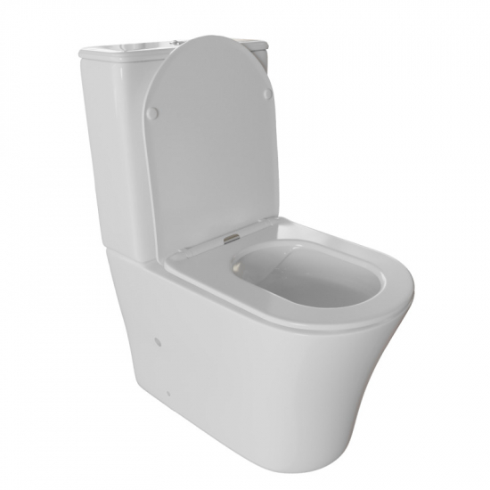 Унитаз компакт WAVE Trend с сиденьем микролифт, безободковый, белый глянец
