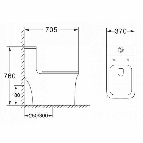 Унитаз моноблок AZARIO Gressa AZ-1111 сиденье микролифт дюропласт тонкое, безободковый