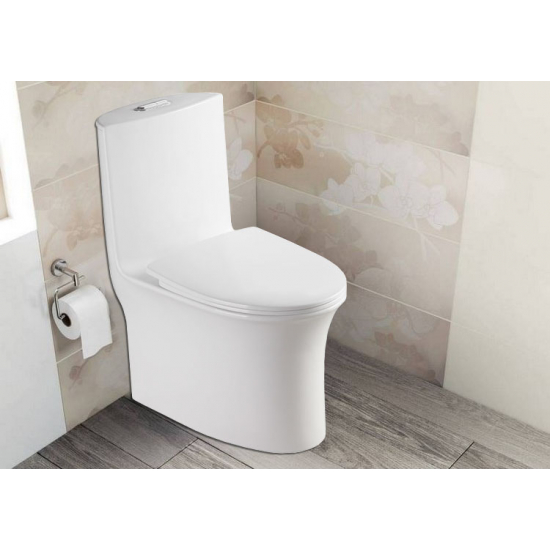 Унитаз моноблок AZARIO Luna AZ-1037 сиденье микролифт дюропласт тонкое, безободковый