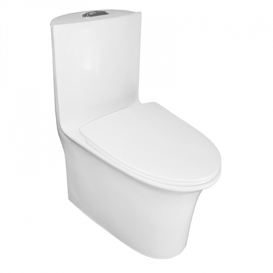 Унитаз моноблок AZARIO Luna AZ-1037 сиденье микролифт дюропласт тонкое, безободковый