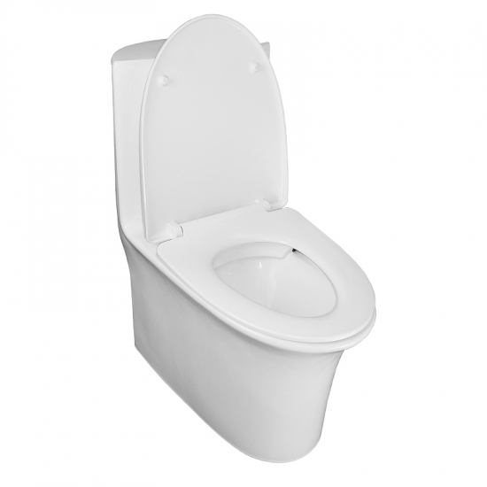 Унитаз моноблок AZARIO Luna AZ-1037 сиденье микролифт дюропласт тонкое, безободковый