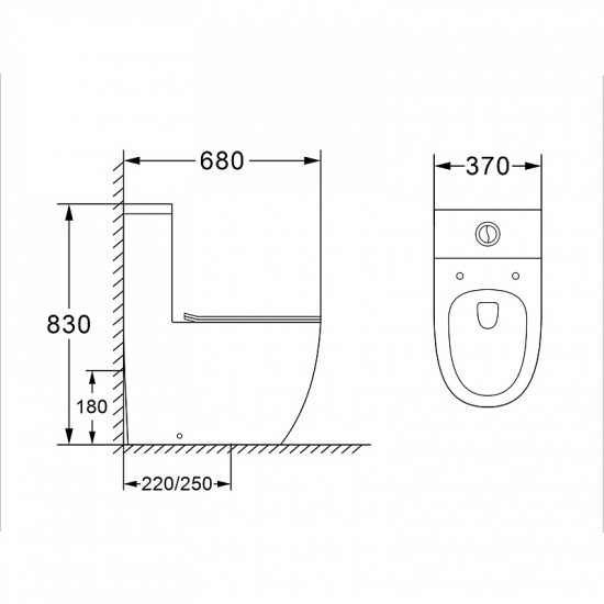 Унитаз моноблок AZARIO Morano AZ-1001 сиденье микролифт дюропласт тонкое, безободковый