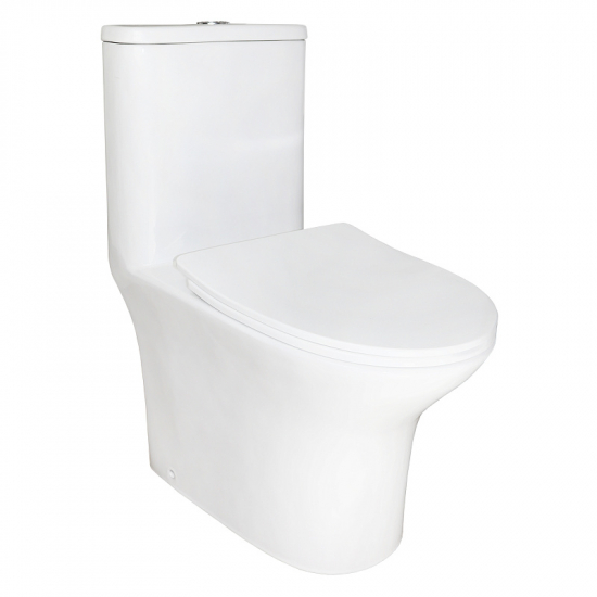 Унитаз моноблок AZARIO Sente AZ-8614B сиденье микролифт дюропласт тонкое, с биде, безободковый