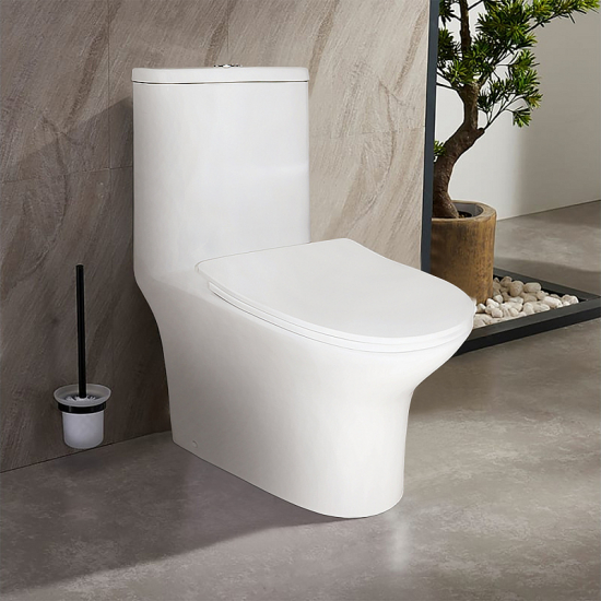 Унитаз моноблок AZARIO Sente AZ-8614B сиденье микролифт дюропласт тонкое, с биде, безободковый