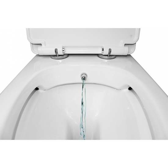 Унитаз моноблок AZARIO Sente AZ-8614B сиденье микролифт дюропласт тонкое, с биде, безободковый