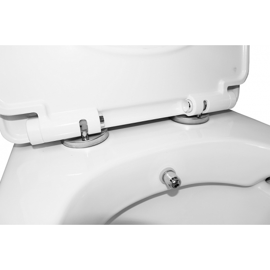 Унитаз моноблок AZARIO Sente AZ-8614B сиденье микролифт дюропласт тонкое, с биде, безободковый