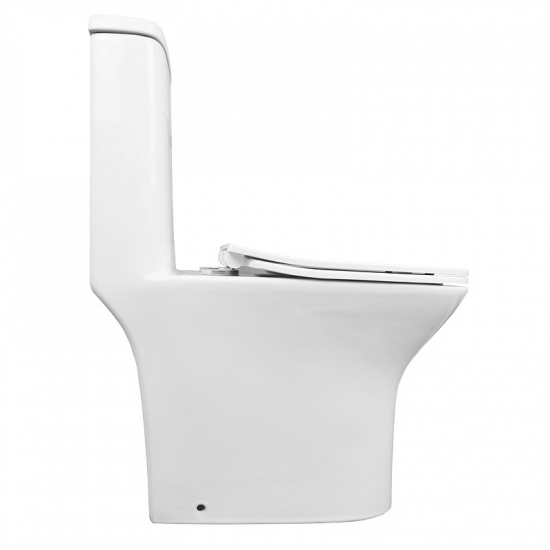 Унитаз моноблок AZARIO Sente AZ-8614B сиденье микролифт дюропласт тонкое, с биде, безободковый