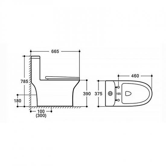 Унитаз моноблок AZARIO Sente AZ-8614B сиденье микролифт дюропласт тонкое, с биде, безободковый
