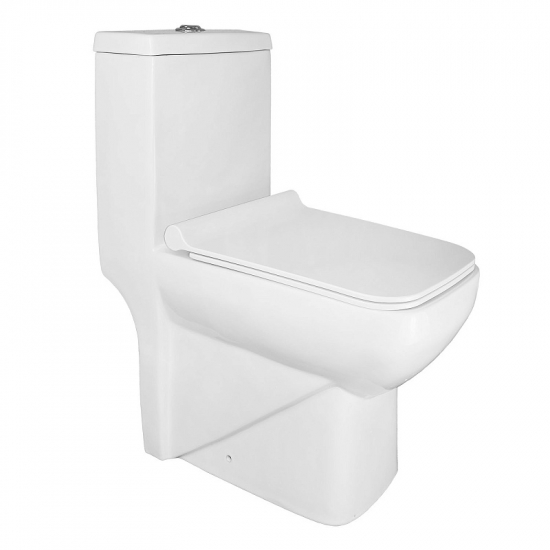 Унитаз моноблок AZARIO Zeno AZ-1169 сиденье микролифт дюропласт тонкое, безободковый