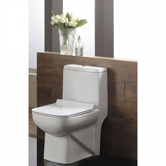 Унитаз моноблок AZARIO Zeno AZ-1169 сиденье микролифт дюропласт тонкое, безободковый