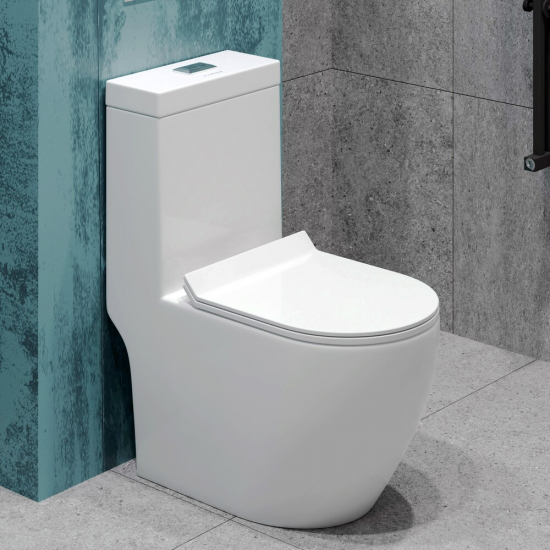 Унитаз моноблок EVA GOLD 5005 сиденье микролифт тонкое, безоботковый