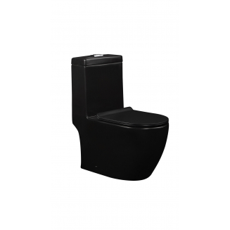 Унитаз моноблок EVA GOLD 5005BM сиденье микролифт тонкое, безоботковый чёрный матовый