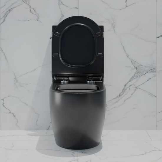 Унитаз моноблок EVA GOLD 5005BM сиденье микролифт тонкое, безоботковый чёрный матовый