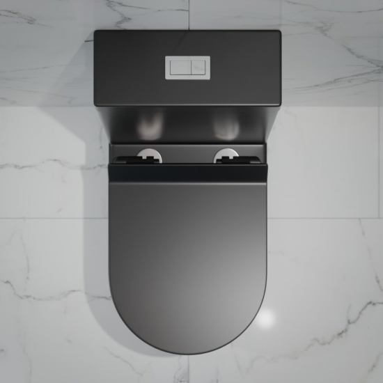 Унитаз моноблок EVA GOLD 5005BM сиденье микролифт тонкое, безоботковый чёрный матовый