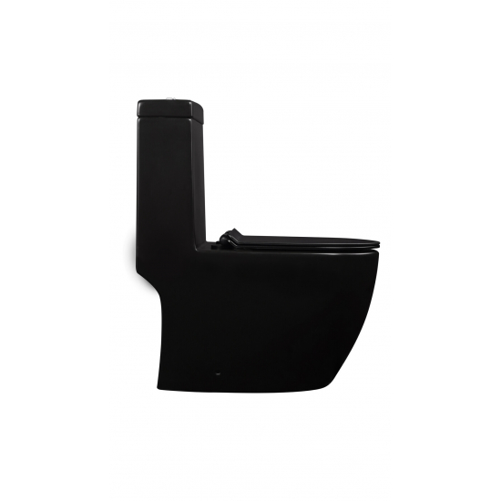 Унитаз моноблок EVA GOLD 5005BM сиденье микролифт тонкое, безоботковый чёрный матовый
