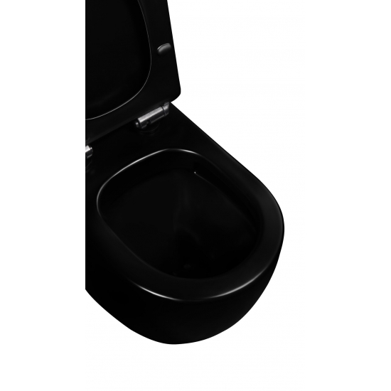 Унитаз моноблок EVA GOLD 5005BM сиденье микролифт тонкое, безоботковый чёрный матовый