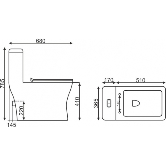 Унитаз моноблок EVA GOLD SM9608 сиденье микролифт тонкое, безободковый