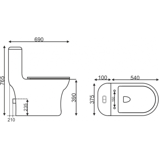 Унитаз моноблок EVA GOLD SM9614 сиденье микролифт тонкое, безоботковый