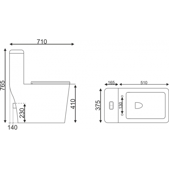 Унитаз моноблок EVA GOLD SM9616 сиденье микролифт тонкое, безободковый