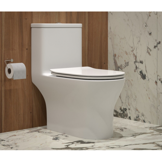 Унитаз моноблок EVA GOLD SM9618 сиденье микролифт тонкое, безоботковый