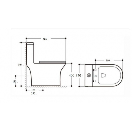 Унитаз моноблок EVA GOLD SM9618 сиденье микролифт тонкое, безоботковый
