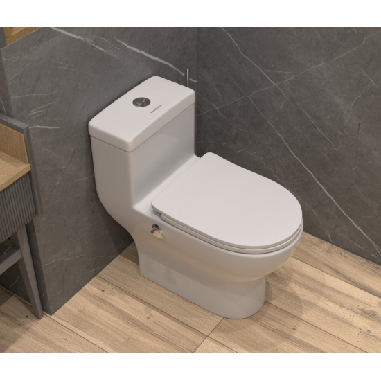 Унитаз моноблок EVA GOLD T1017B сиденье микролифт тонкое, с биде