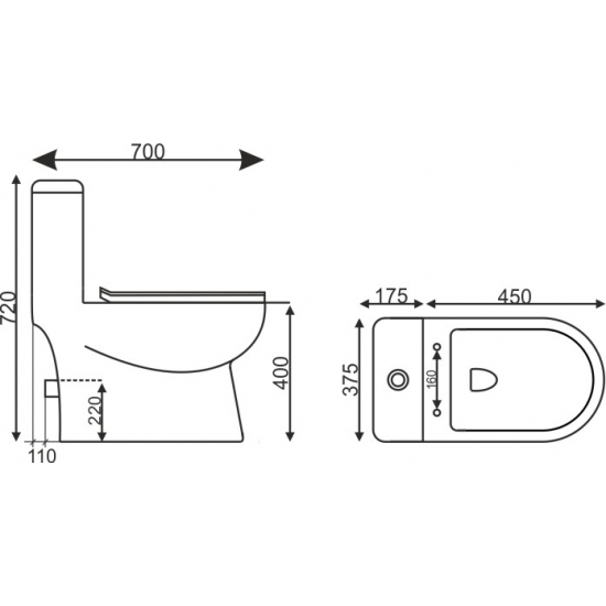 Унитаз моноблок EVA GOLD T1017B сиденье микролифт тонкое, с биде