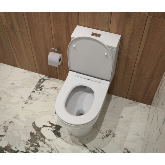 Унитаз моноблок EVA GOLD T1060 сиденье микролифт тонкое, безоботковый круговой смыв