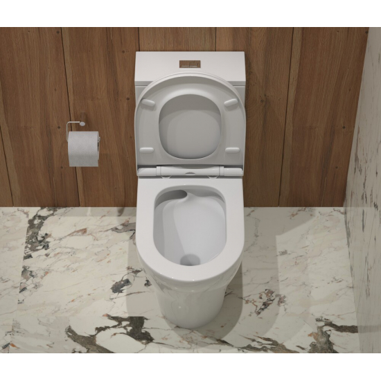 Унитаз моноблок EVA GOLD T1060 сиденье микролифт тонкое, безоботковый круговой смыв