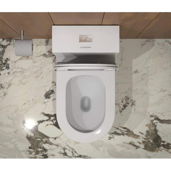 Унитаз моноблок EVA GOLD T1060 сиденье микролифт тонкое, безоботковый круговой смыв