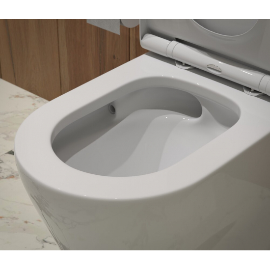 Унитаз моноблок EVA GOLD T1060 сиденье микролифт тонкое, безоботковый круговой смыв