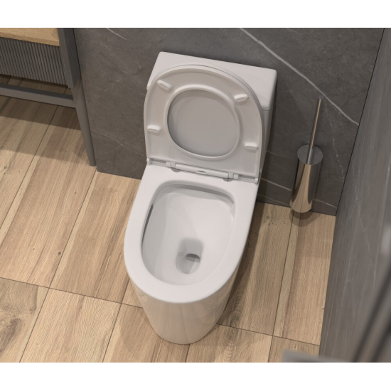 Унитаз моноблок EVA GOLD T1083 сиденье микролифт тонкое, безоботковый круговой смыв