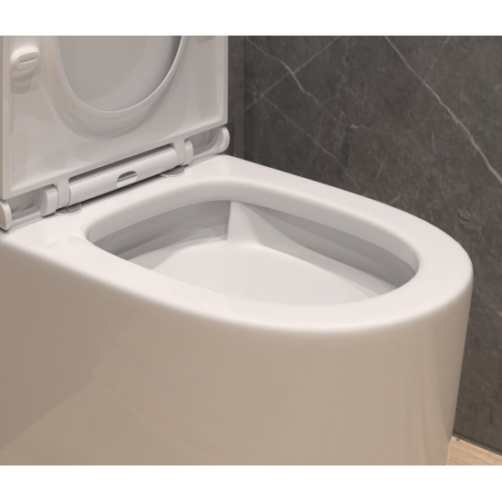 Унитаз моноблок EVA GOLD T1083 сиденье микролифт тонкое, безоботковый круговой смыв