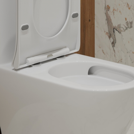 Унитаз моноблок EVA GOLD T1085 сиденье микролифт тонкое, безободковый, круговой смыв