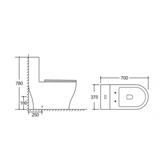 Унитаз моноблок EVA GOLD T1085 сиденье микролифт тонкое, безободковый, круговой смыв