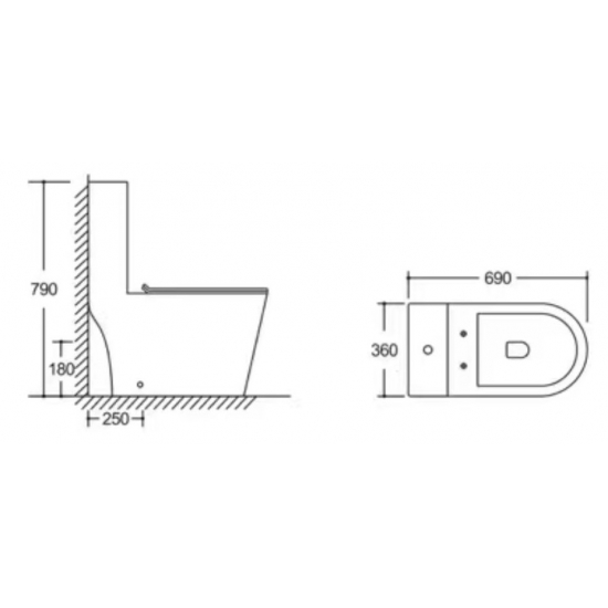 Унитаз моноблок HOLLER Prim Tornado сиденье микролифт дюропласт, белый