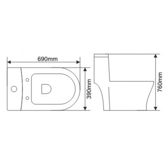 Унитаз моноблок MELANA MLN 800-2010 сиденье микролифт дюропласт тонкое, безоботковый