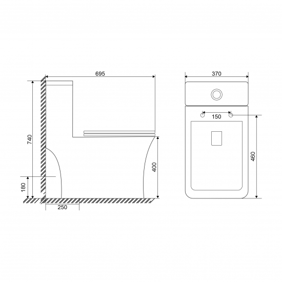 Унитаз моноблок SOLE Orax безободковый с микролифтом