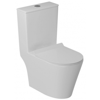 Унитаз моноблок WAVE Koral Tornado с сиденьем микролифт, безободковый, белый глянец