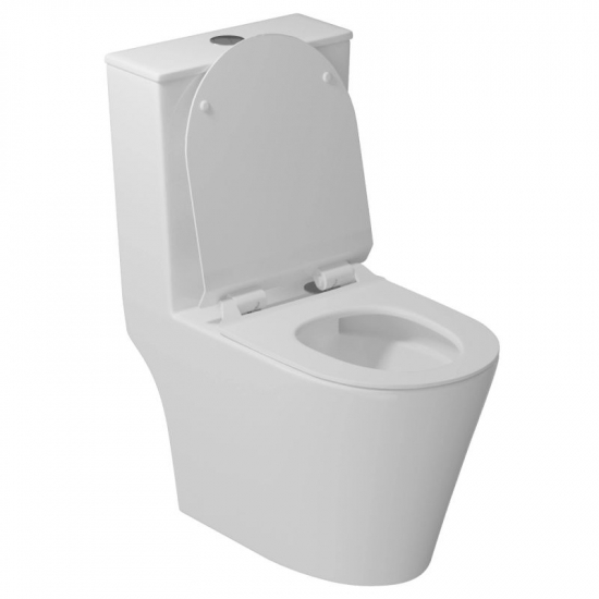 Унитаз моноблок WAVE Koral Tornado с сиденьем микролифт, безободковый, белый глянец