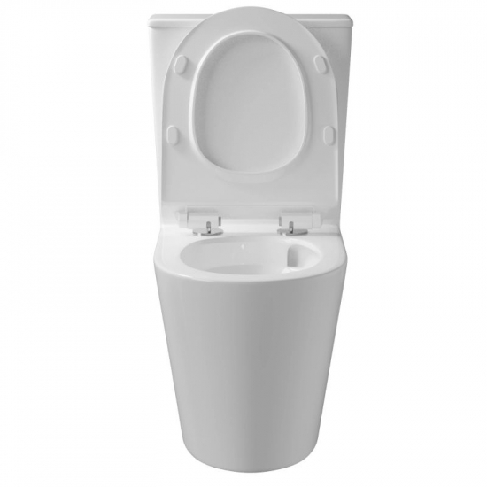 Унитаз моноблок WAVE Koral Tornado с сиденьем микролифт, безободковый, белый глянец