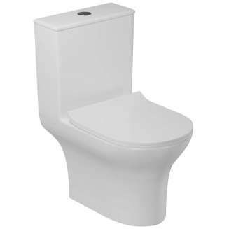 Унитаз моноблок WAVE Star с сиденьем микролифт, безободковый, белый глянец