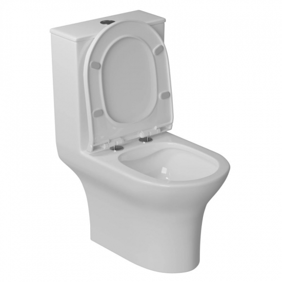 Унитаз моноблок WAVE Star с сиденьем микролифт, безободковый, белый глянец