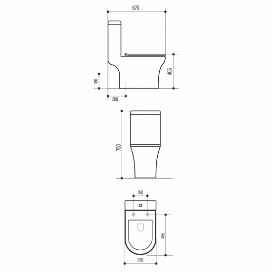 Унитаз моноблок WAVE Star с сиденьем микролифт, безободковый, белый глянец